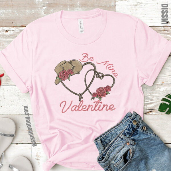 howdy valentine be mine valentine light pink